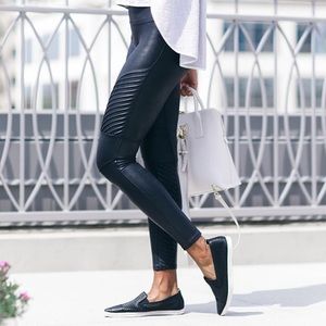SPANX Black Leggings with Ribbed Detail